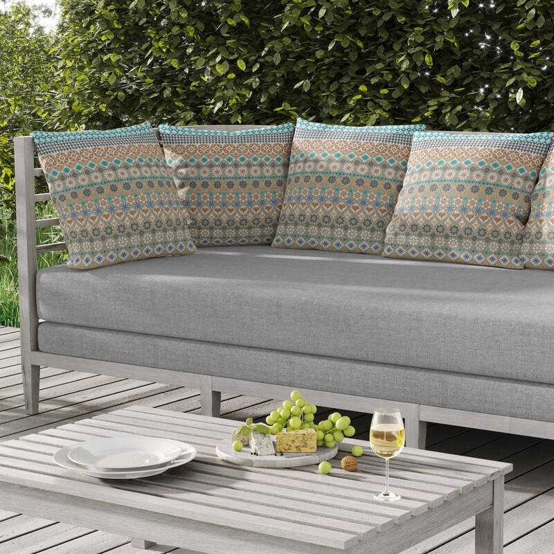 Shape Synergy Indoor/Outdoor Reversible Throw Pillow Orange and Cyan