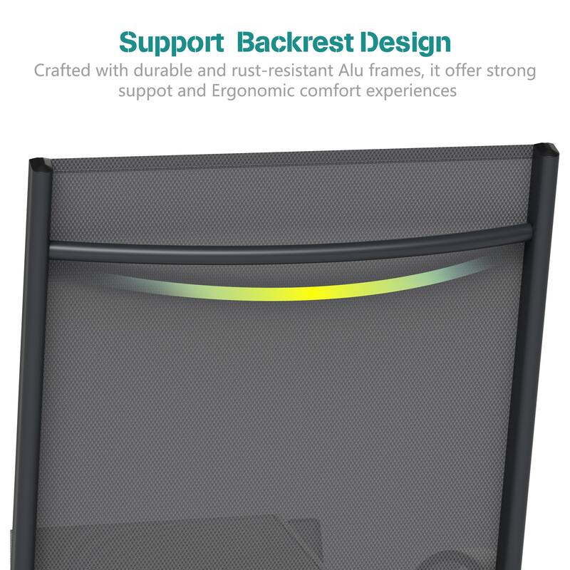 2 Set Lounge Chair for Outside, Pool Chaise Lounge with S-Shaped Armrest