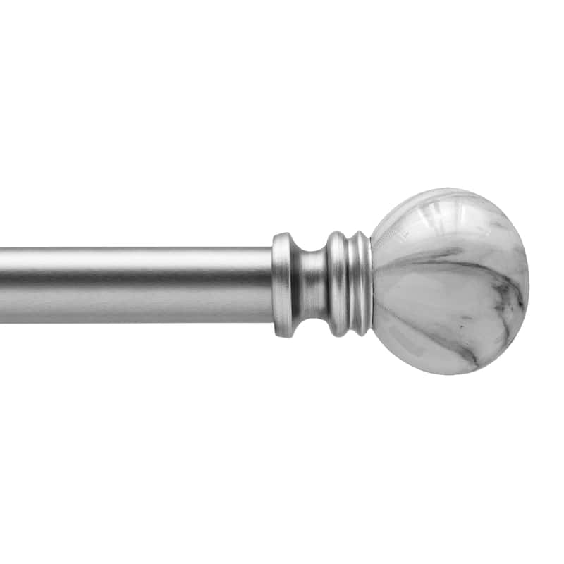 Kenney® Ball 3/4" Standard Decorative Window Curtain Rod, 36-66", White Marble - 66-120" - White Marble