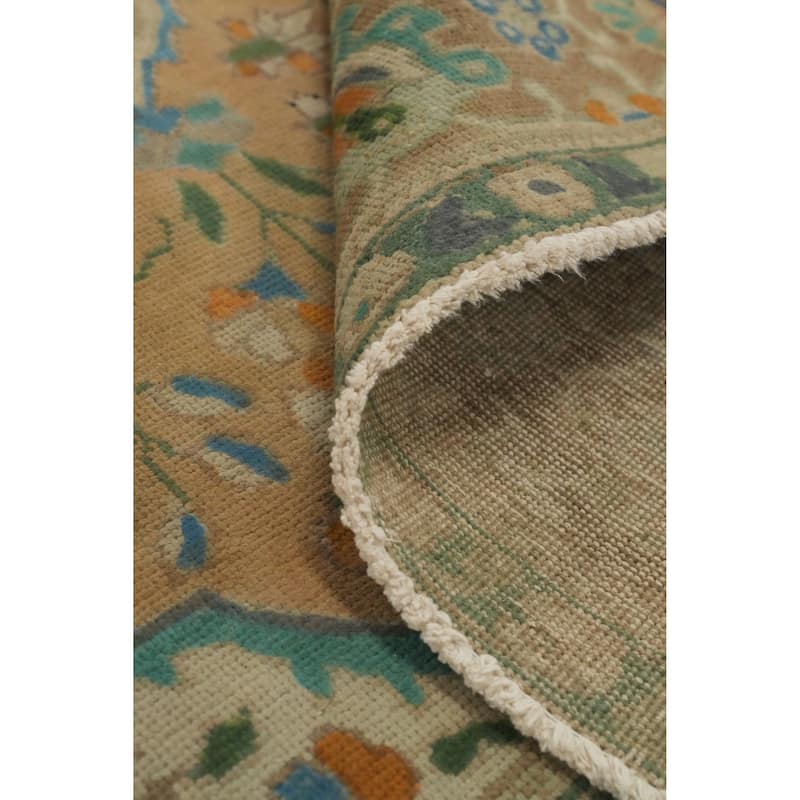 Hand Knotted Oriental 100% Wool Carpet Traditional Floral Peach Tabriz Area Rug - 12' 6'' X 9' 6''