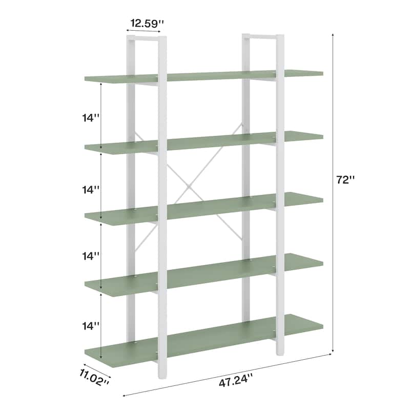 5-Tier Bookshelf, Vintage Industrial Style Bookcase