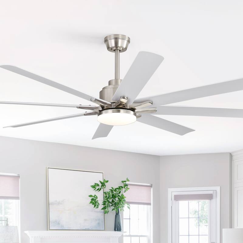 52" Reversible DC Motor Ceiling Fan with Remote/APP Control Dimmable 3-color Temperature, 8 ABS Blades Ceiling Fan Chandelier