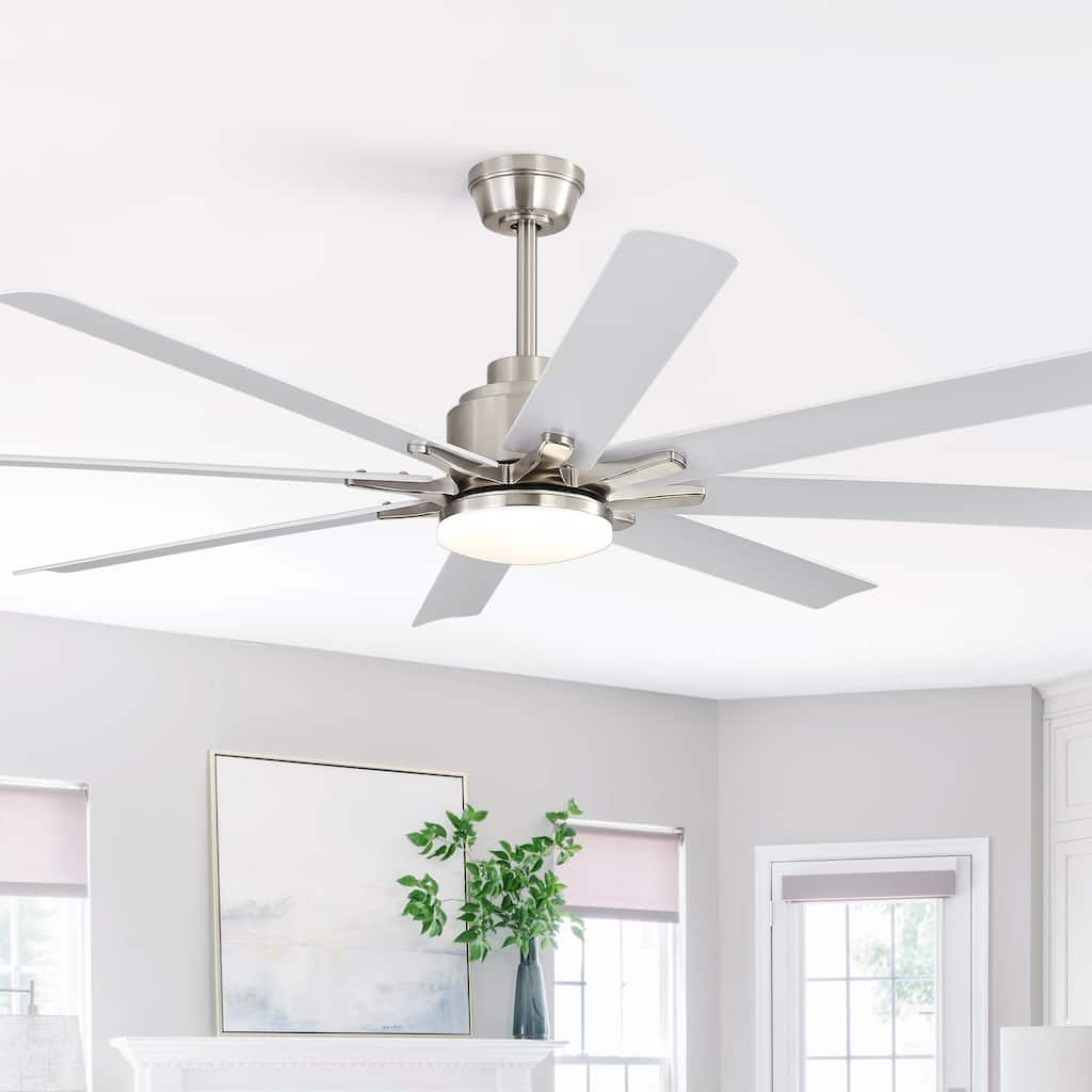 52-Inch Smart Ceiling Fan With Lights,6 Wind Speed,With 8 Black ABS Blades,Voice Remote