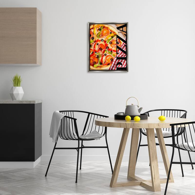 Stupell Gourmet Traditional Pizza Framed Floater Canvas Wall Art Design By Kim Allen
