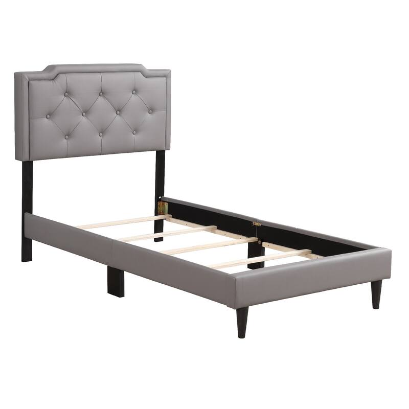 Adjustable Tufted Upholstered Twin Panel Bed - 81" - Gray