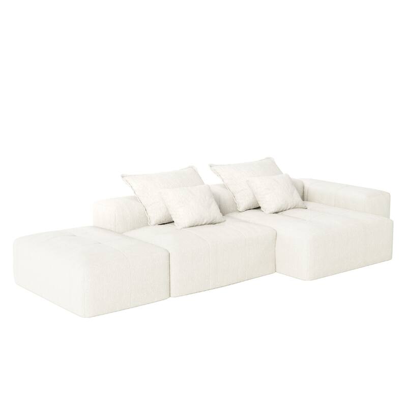 Modern 127.56" Oversized Modular Sectional Sofa with Ottoman Chenille Fabric