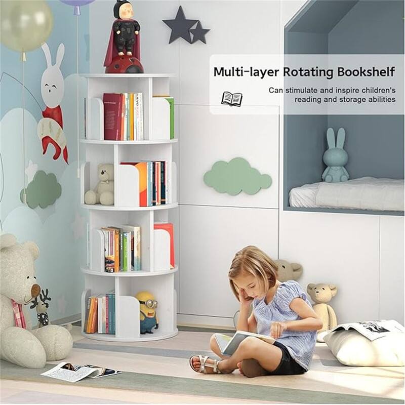 360 Display 4 Tier Floor Standing Bookcase Storage Rack - 15.7"D x 15.7"W x 51.2"H