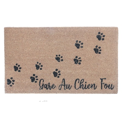 Coir Door Mat Gare Au Chien Fou Paws 18 X 30