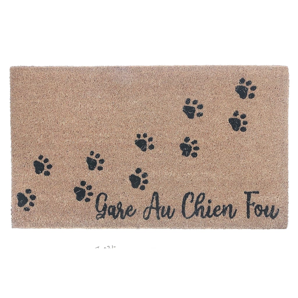 Coir Door Mat Gare Au Chien Fou Paws 18 X 30