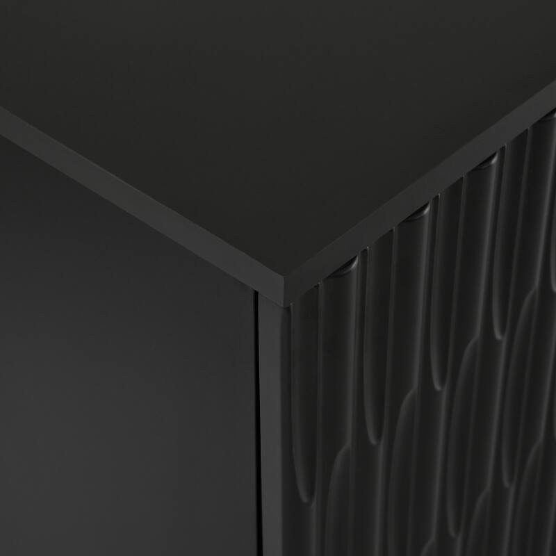 Buffet Cabinet with 4 Curved Bottom Doors, Sideboard Cabinet with Metal Legs, Console Table with Adjustable Shelf