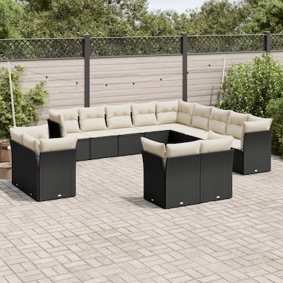 vidaXL Garden Sofa Set Black, Cream White - 24.4 x 24.4 x 27.2