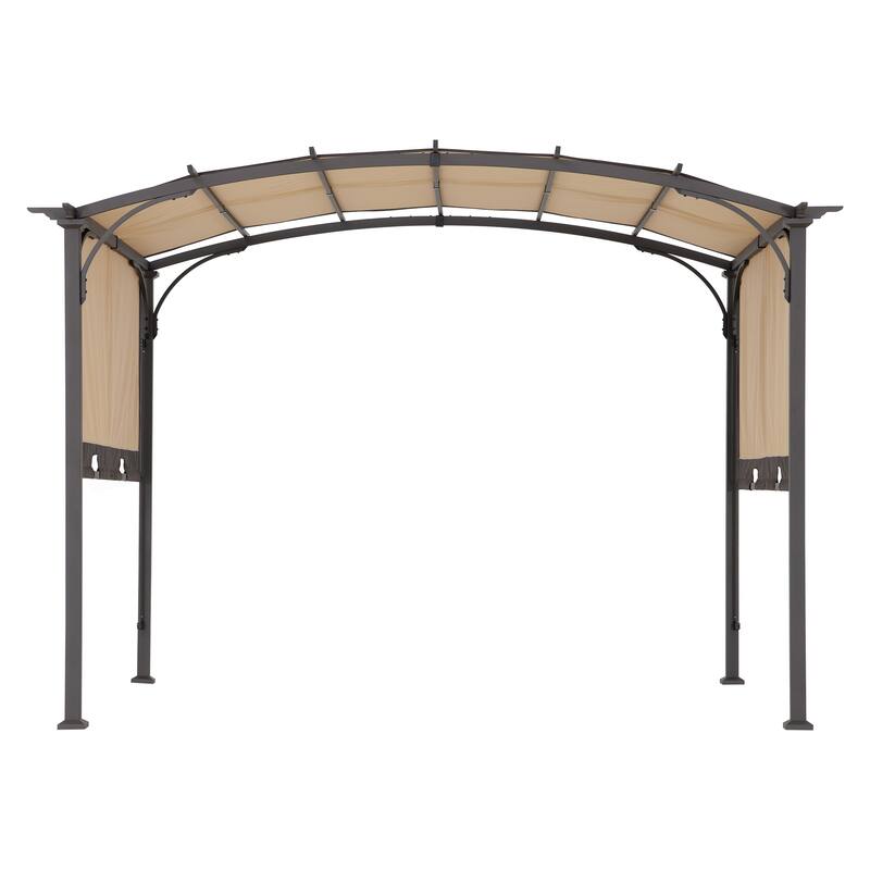 Sunjoy Lindt 9.5 x 11 ft. Outdoor Steel Arched Pergola with Adjustable Canopy