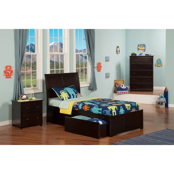 slide 2 of 7, Portland Twin XL Platform Bed with Footboard and 2 Drawers in Espresso Espresso - Twin XL