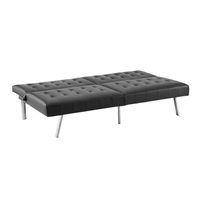 Tufted Mid-Century Modern Split Back Futon Sofa Couch Bed with Chrome Legs