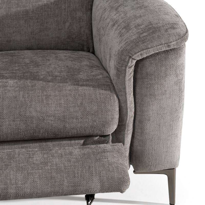 Divani Casa Coffman Modern Grey Fabric Sectional Sofa w/ Sofa Bed + Recliner