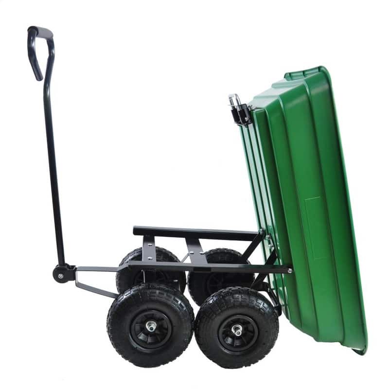 Folding Car Poly Garden Dump Truck with Steel Frame,10 Inches.Pneumatic Tire,300 Pound Capacity,75 Liter Truck Body