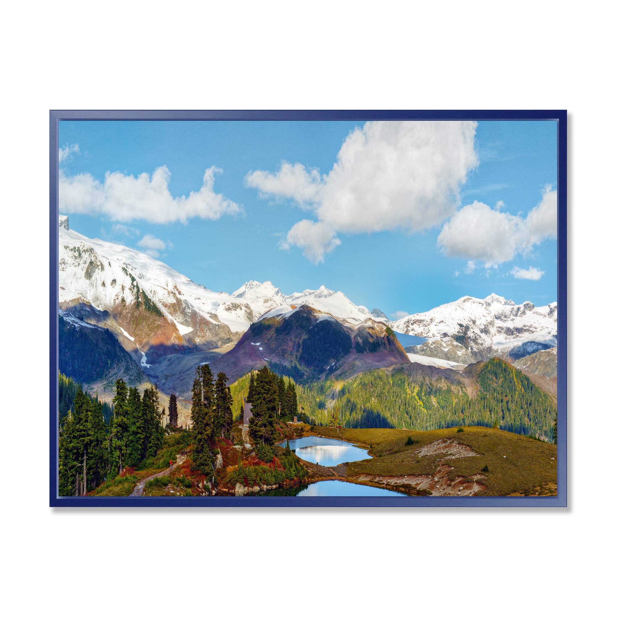 Designart "Lake with Pine Trees Reflecting Sky" Extra Large Landscape