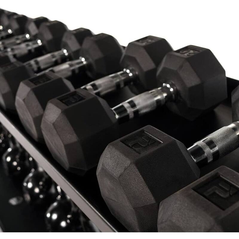 Power Systems Rubber Octagonal Dumbbells Set, Pair of 20, 25, 40 lbs Dumbbell Weights Set