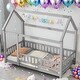 preview thumbnail 1 of 50, Twin Size Wooden Bed House Bed with House Roof Frame Grey