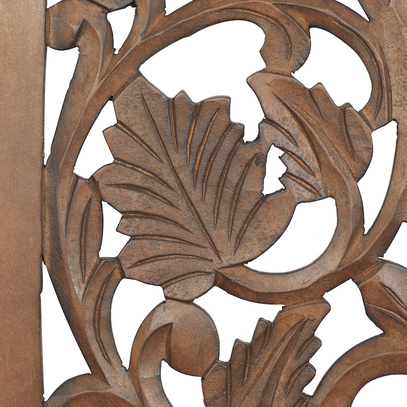 Wooden Scroll Intricately Carved Arabesque or Floral Carved Acanthus Home Wall Decor - Gold or Brown Roche River Décor