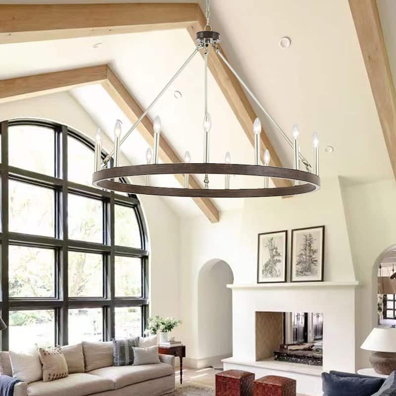 Acroma 15 Light Modern Farmhouse Wagon Wheel Chandelier-UL Certified - N/A