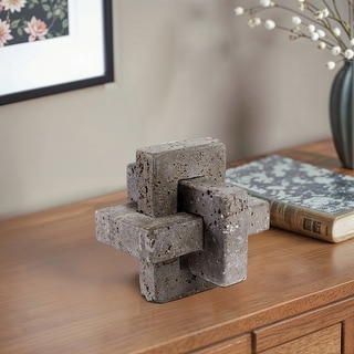 Stone Metal Decorative Object Interlocking Block Geometric Sculpture ...