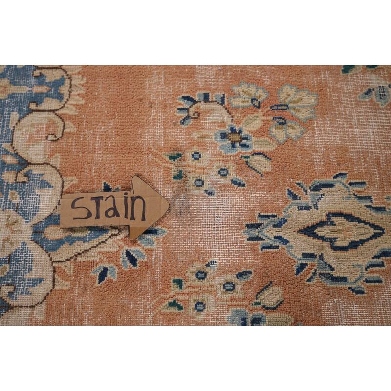 Distressed Kerman Vintage Persian Area Rug Handmade Wool Carpet - 6'4" x 8'11"