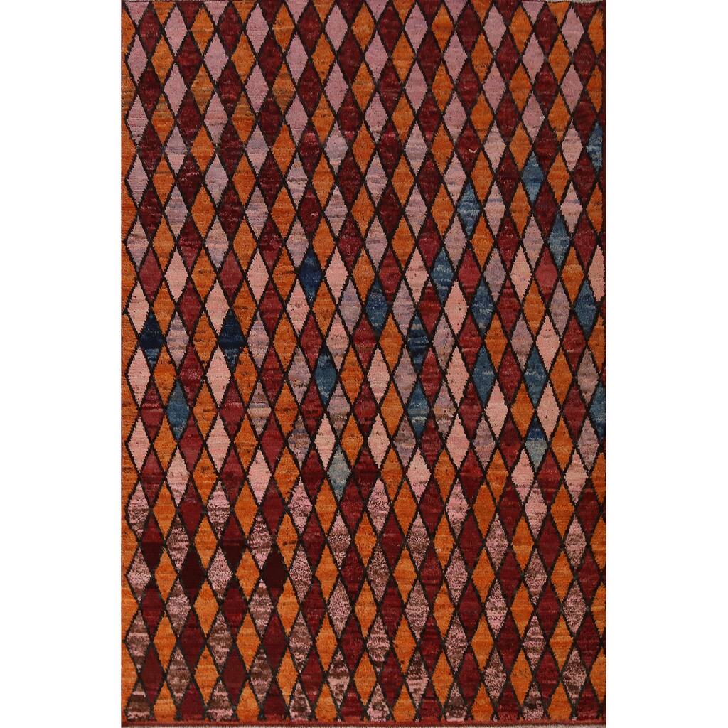 Multi-Color Trellis Moroccan Oriental Area Rug Handmade Wool Carpet - 6'9" x 9'7"