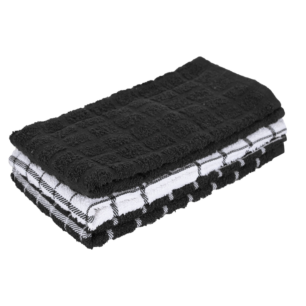 2pk Cotton Waffle Kitchen Towels Black - Threshold™