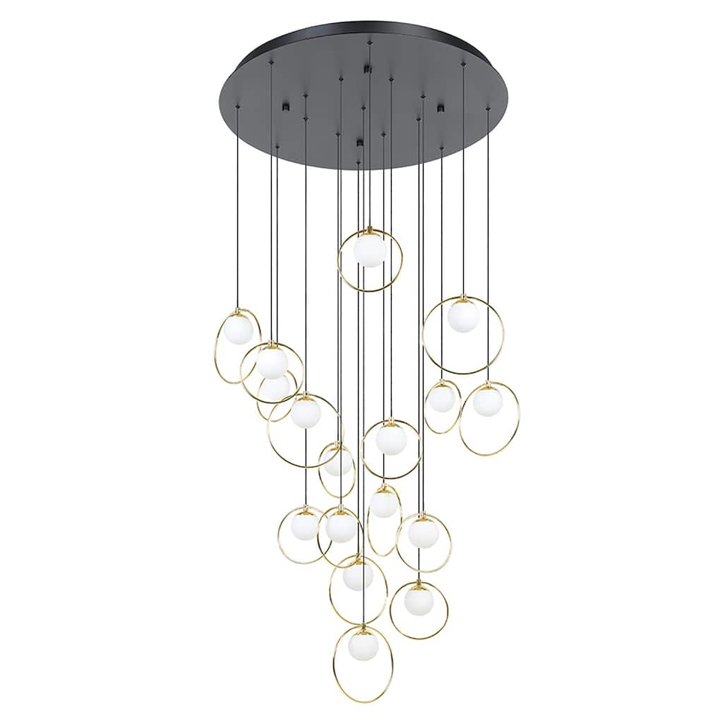 EGLO Portocolom Round Cascade Pendant - Shiny Brass Rings