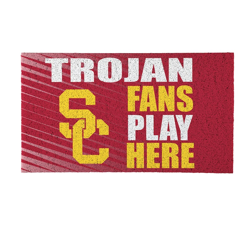 28 in. x 16 in. University of Southern California "Fans Play Here" PVC Door Mat