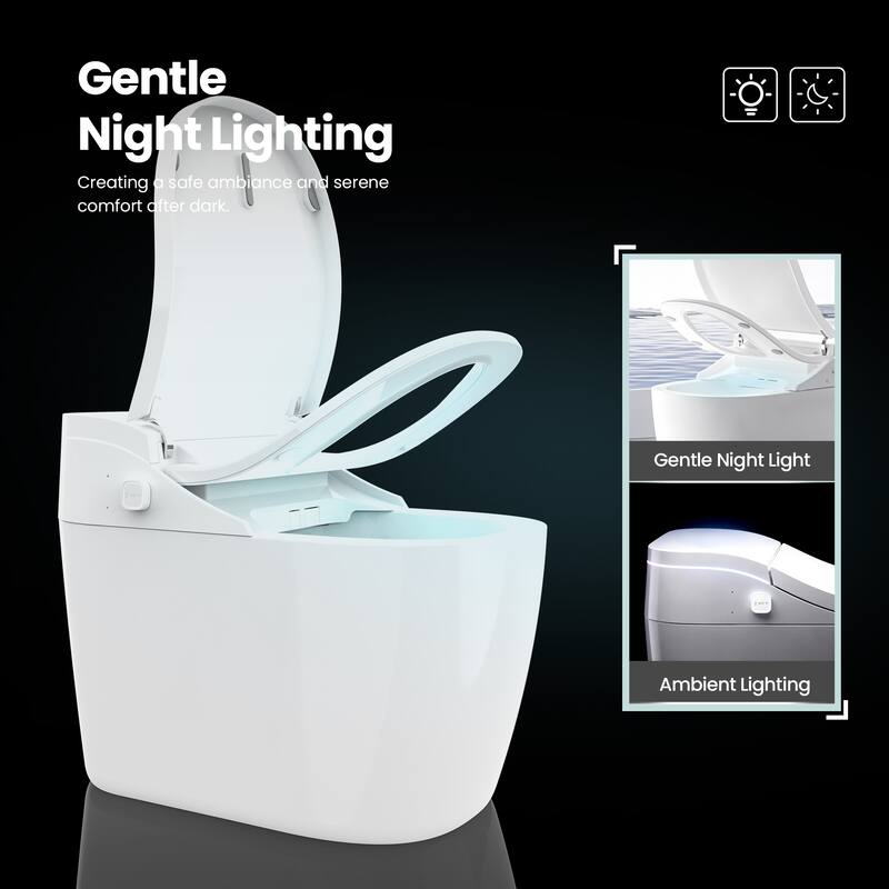 Vittuone Smart Bidet Toilet Combo with Clean Foam Shield Splash Proof,Uv Sterilization,Aroma Diffuser,Foot Sensor Operation