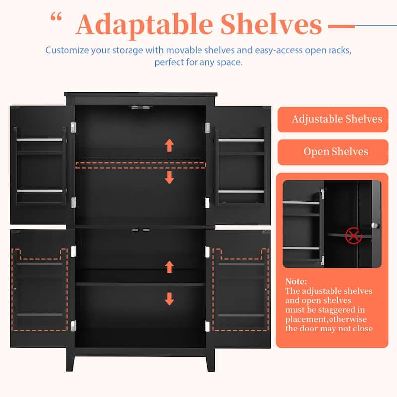 23.6 in. W x 43.3 in. H MDF Freestanding Linen Cabinet with Adjustable Shelves