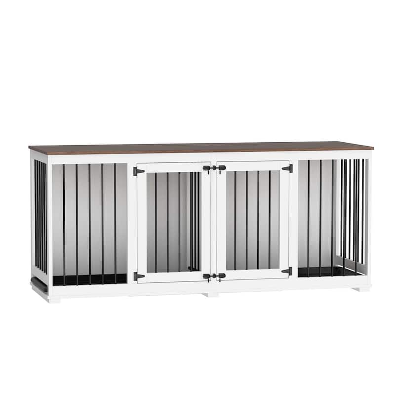 Indoor Furniture Style Dog Kennel with Removable Divider for 2 Dogs