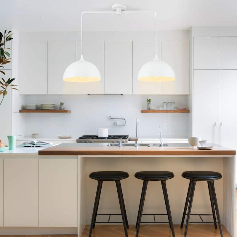 34.64inch 2 Lights Modern Simple Design Pendant with Metal Shade for Living Room Kitchen Island