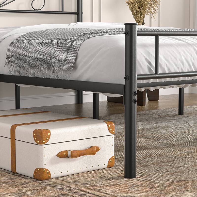 Javlergo Metal Platform Bed Frame with Modern Headboard, No Box Spring Needed