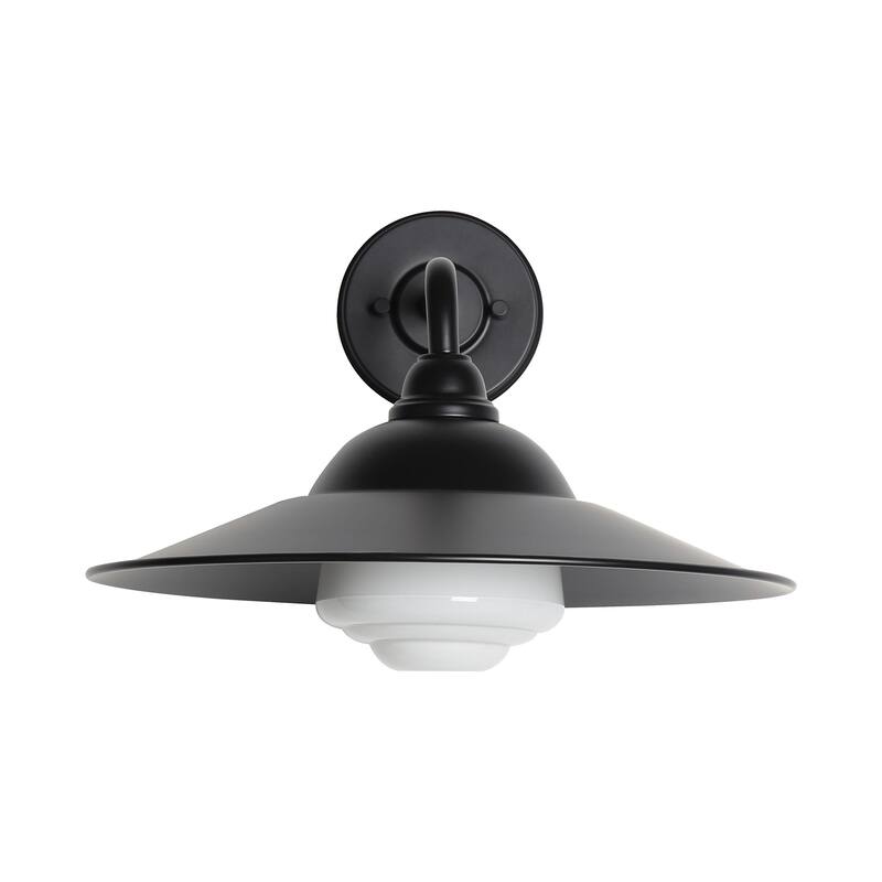 Golden Lighting 5096-OWL15 BLK Croma 12" Tall Outdoor Wall Sconce - Matte Black / Warm Blanc