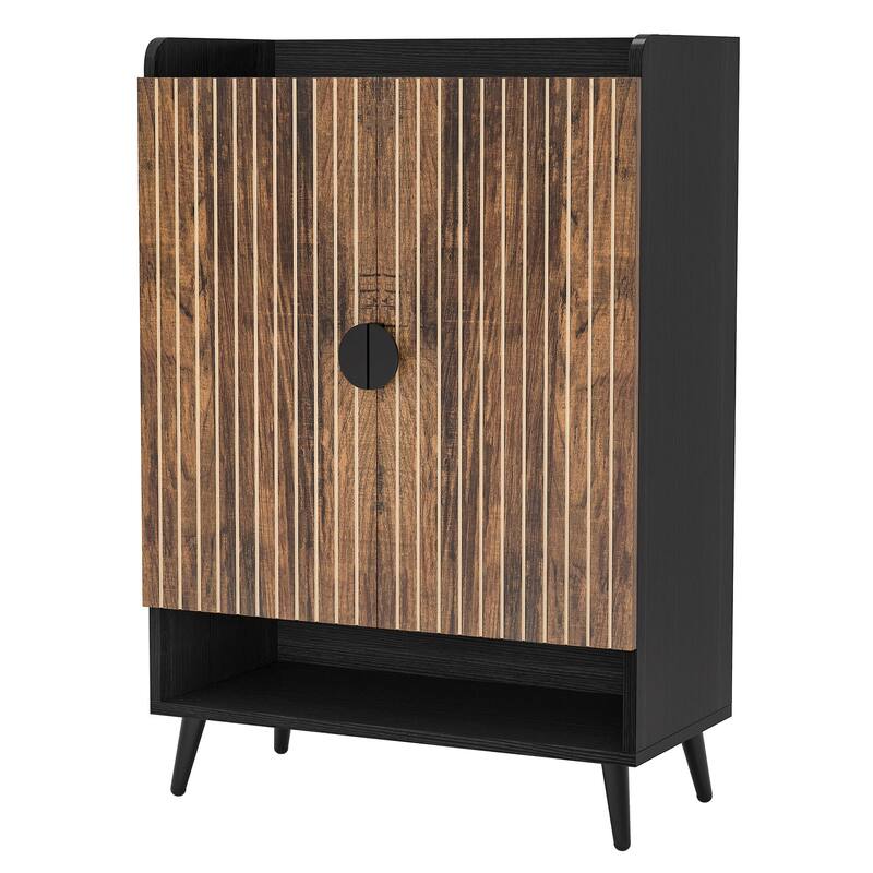 29" Rustic Brown Wooden Shoe Cabinet, 7-Tier