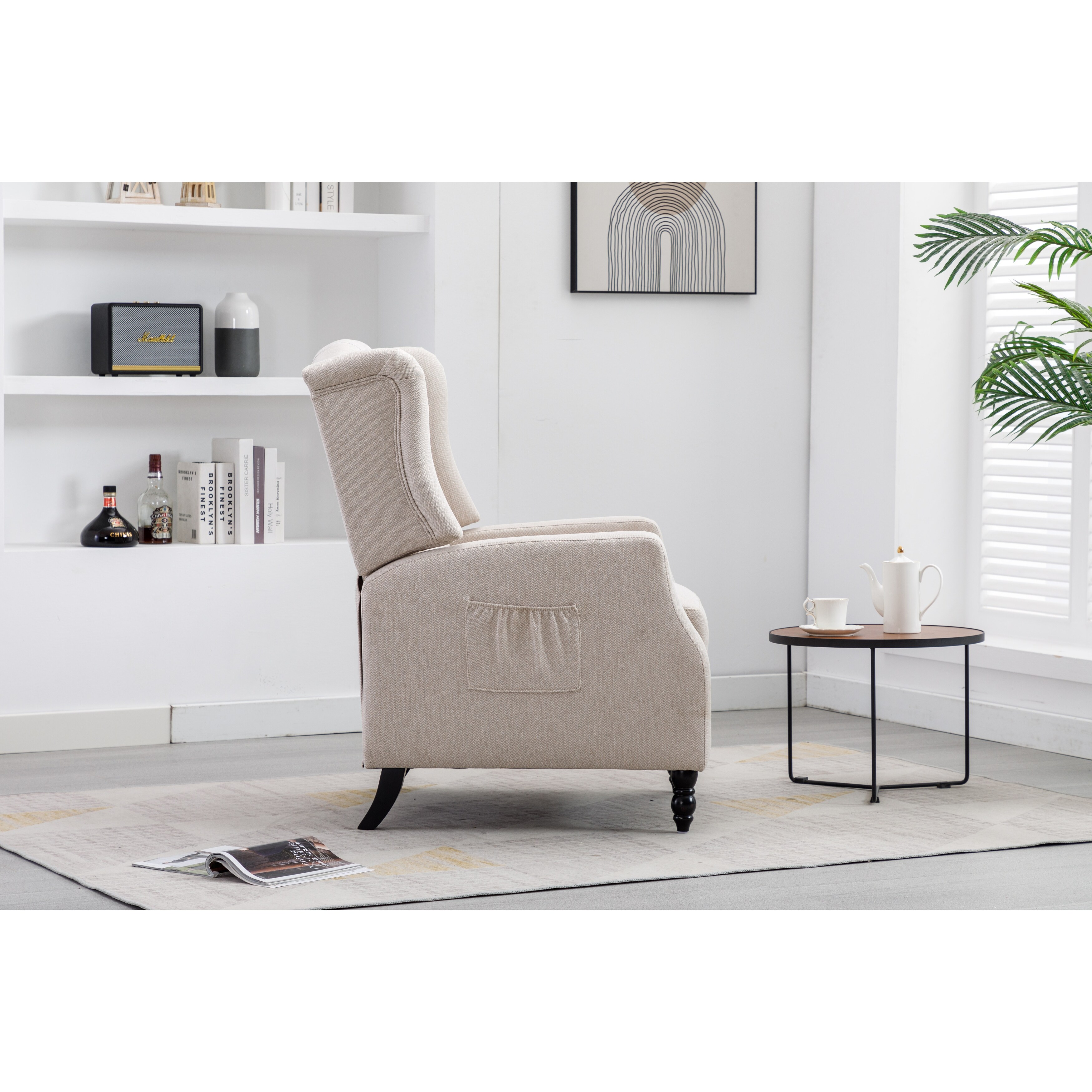 Modern Recliner Sofa Accent Chair Linen Single Winback Sofa with