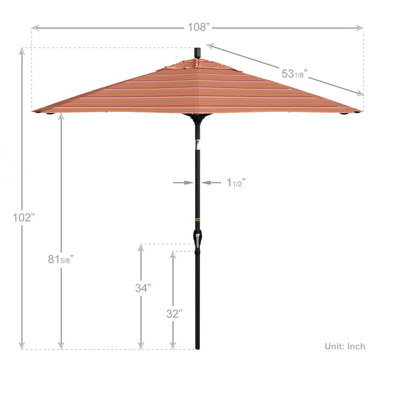 California Umbrella 9-foot Round Crank Lift, Push ButtonTilt, Black Frame Finish, Aluminum Patio Umbrella with Sunbrella Fabric