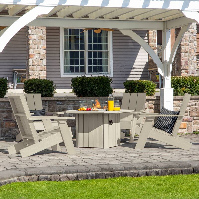 HIGHWOOD Modern Adirondack 5-Piece Fire Pit Conversation Set