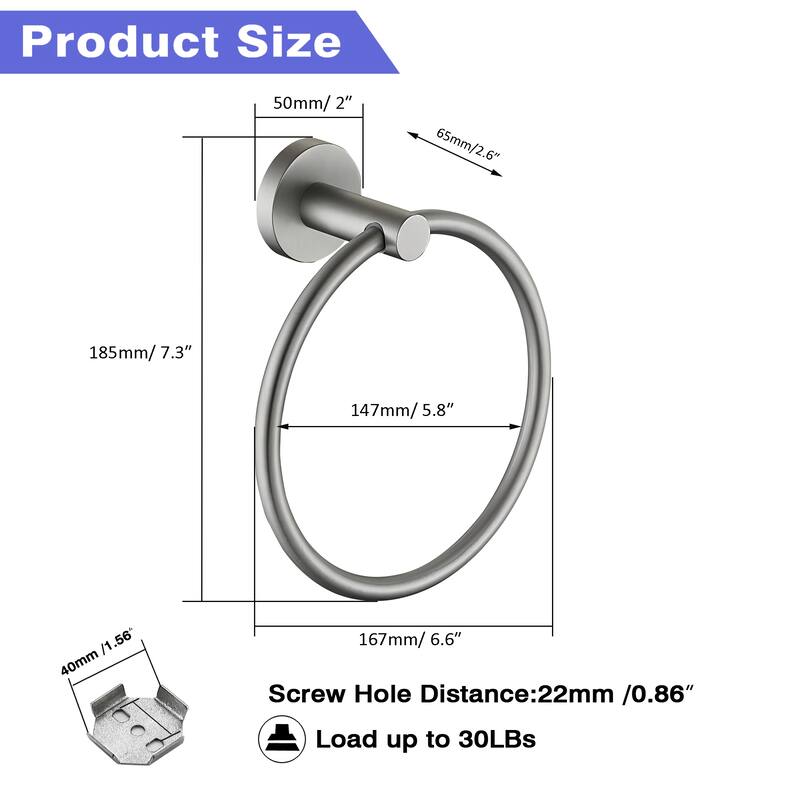 AITINKAN Towel Ring Set Towel Holder Set of 2 in Brushed Nickel