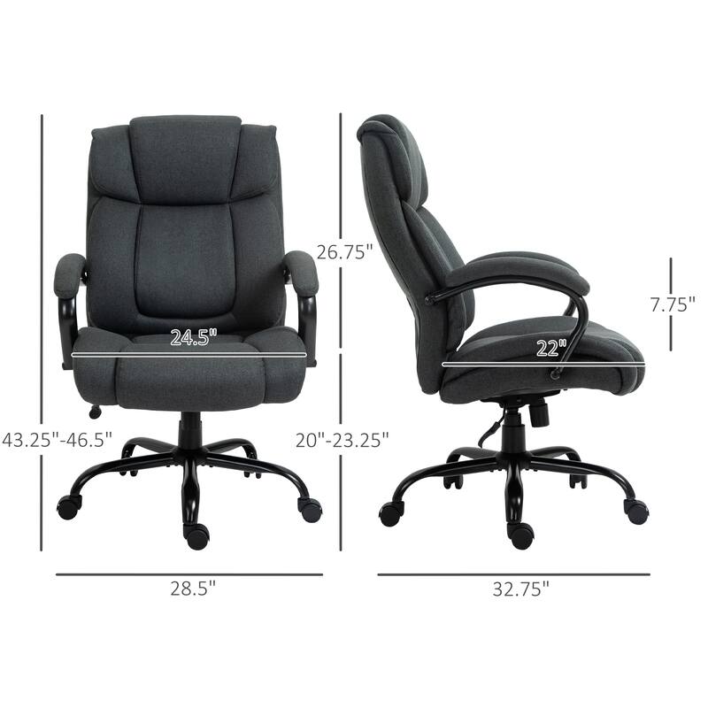 High Back Executive Chair for Big & Tall, 485 lbs Capacity, Swivel Wheels, and Linen Fabric