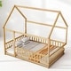 preview thumbnail 16 of 36, Twin / Full Size Wooden House Bed with Fence and Roof bed Frame, Montessori Style Floor Bed for Kids