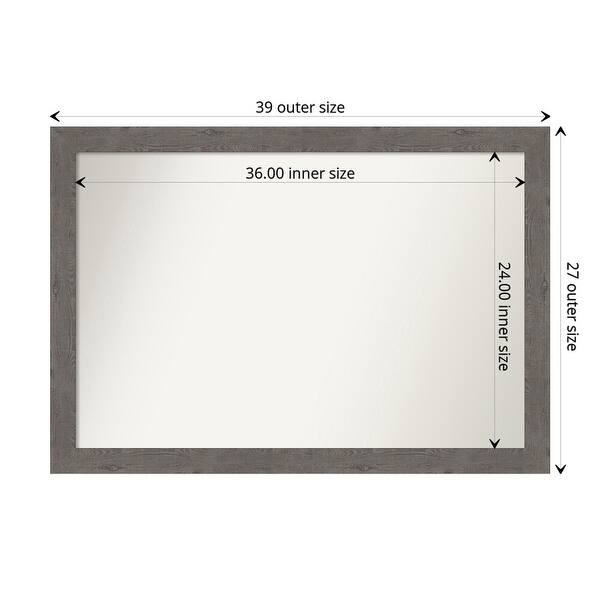NonBeveled Bathroom Wall Mirror Rustic Plank Grey Narrow Frame Bed