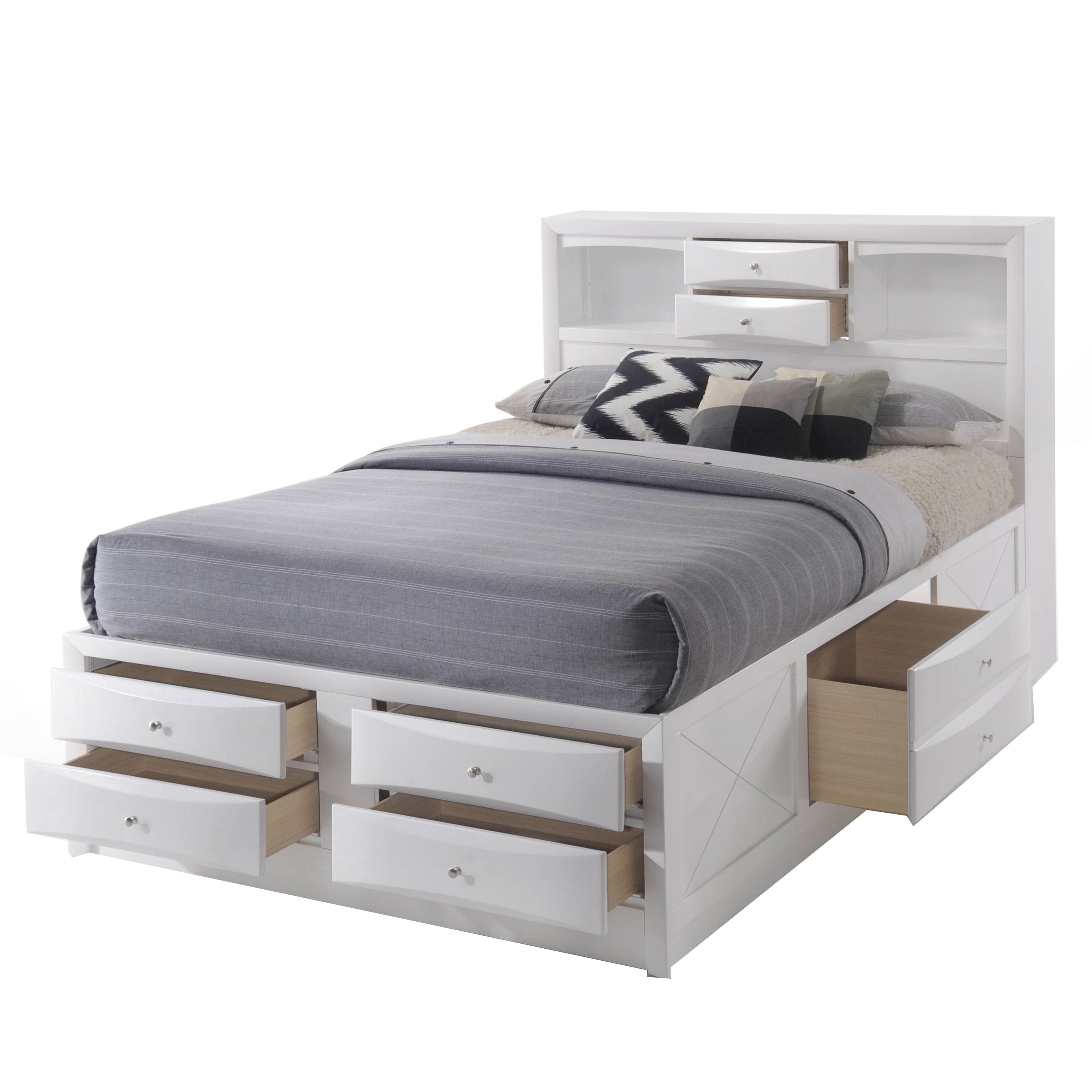 Eight Drawer Full Size Storage Bed With Bookcase Headboard White On Sale Overstock 31491557