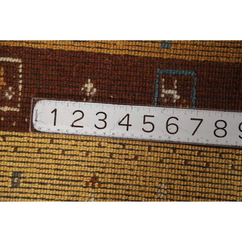 Hand Knotted Oriental 100% Wool Carpet Tribal Tribal Yellow & Gold Gabbeh Area Rug - 4' 4'' X 2' 6''