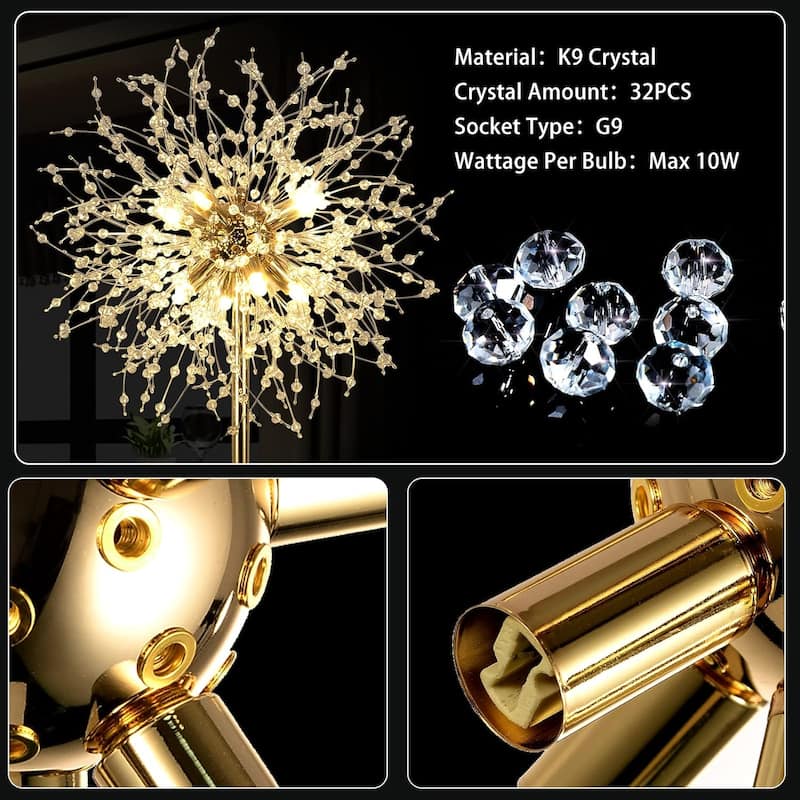Crystal Floor Lamp for Bedroom, Floor Lamp for Living Room, Elegant Standing Lamp