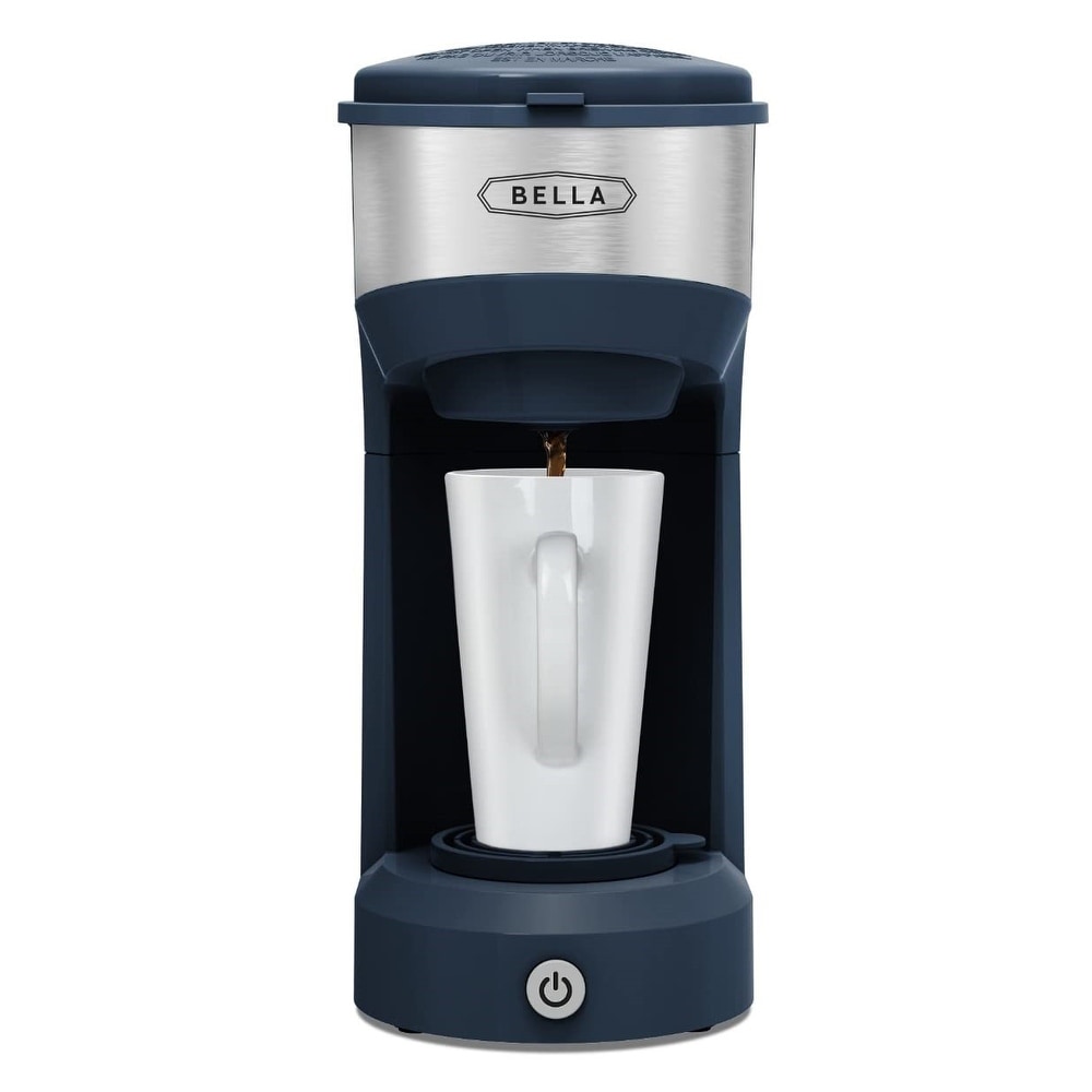 BELLA Single Serve Coffee Maker, Dual Brew K-Cup Pod or Ground Coffee  Brewer, Large Removable Water Tank, Black