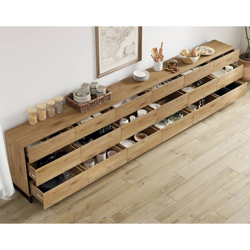 WAMPAT Modern Buffet Sideboards, Sideboard Buffet Cabinet with 6 Drawers , Coffee Bar Storage Cabinet for Kitchen